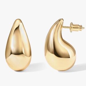 Gold Chunky Teardrop Earrings – 14k Gold Plated – Hypoallergenic, Lightweight